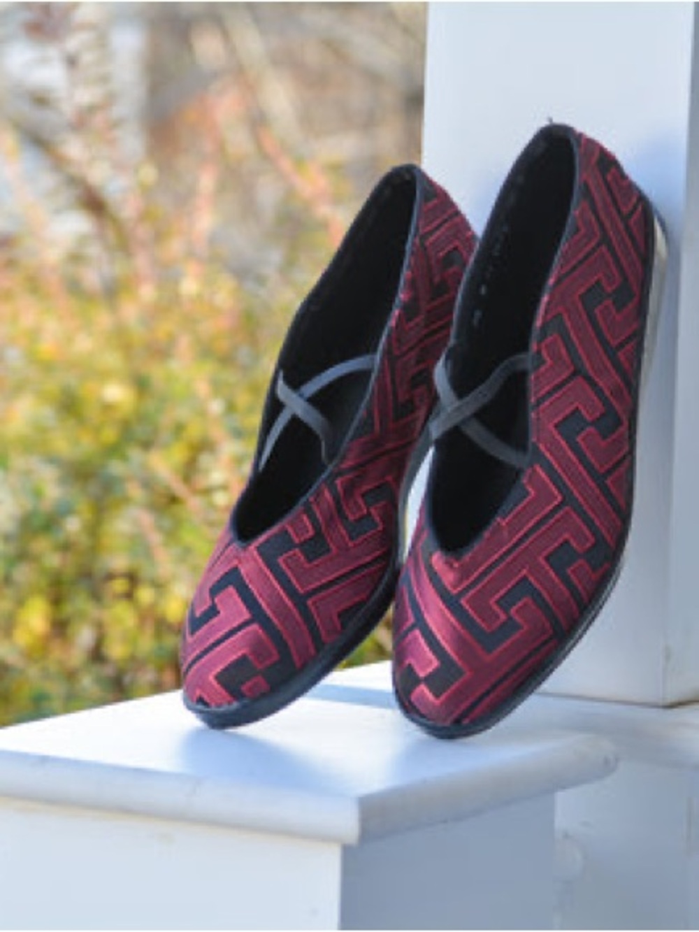 Apropos Deep Wine Red Geometric Slip-On Flats